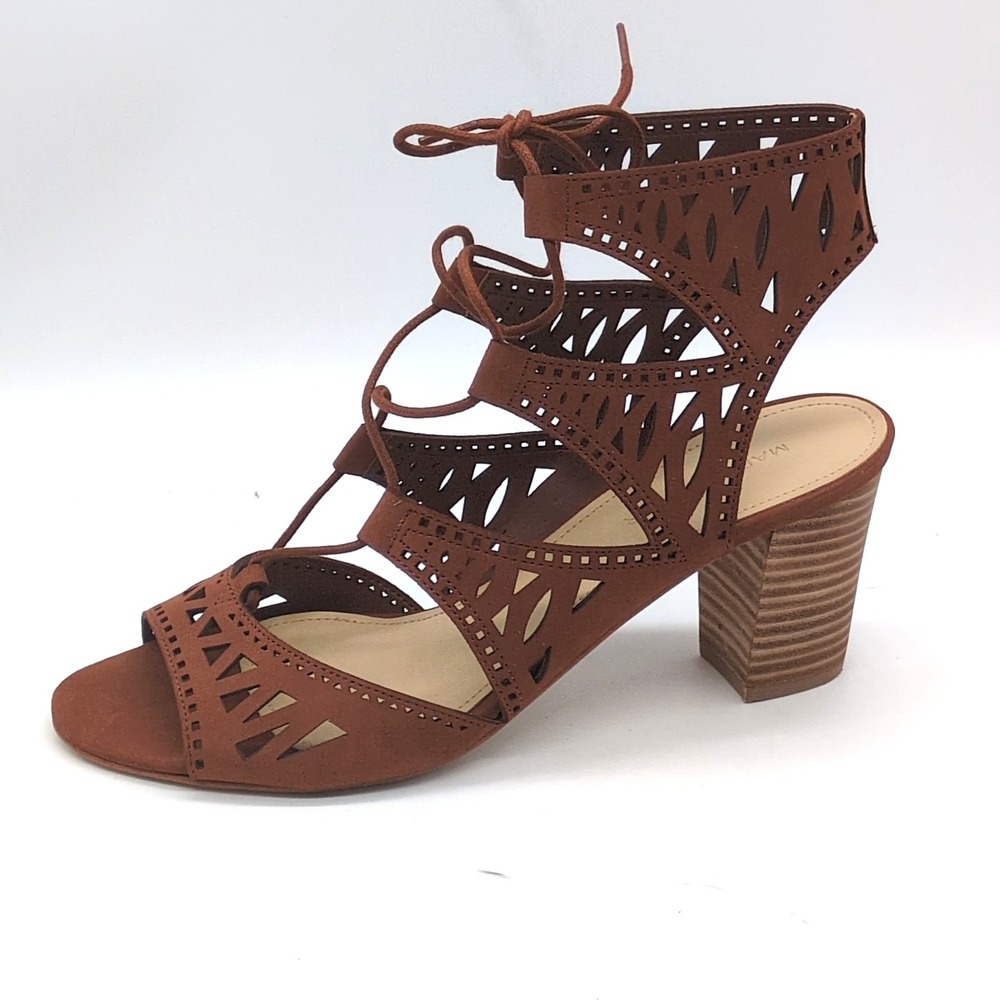 Marc Fisher Shoes Womens Qmpetite Brown 8.5 Gladiator Sandals Leather Chic NEW